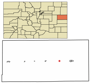 Location of the Town of Bethune in Kit Carson County, Colorado.