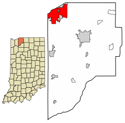 Location of Michigan City in LaPorte County, Indiana.