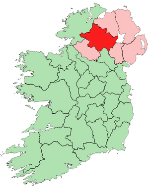 Location of County Tyrone on island of Ireland