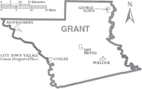 Map of Grant Parish Louisiana With Municipal Labels