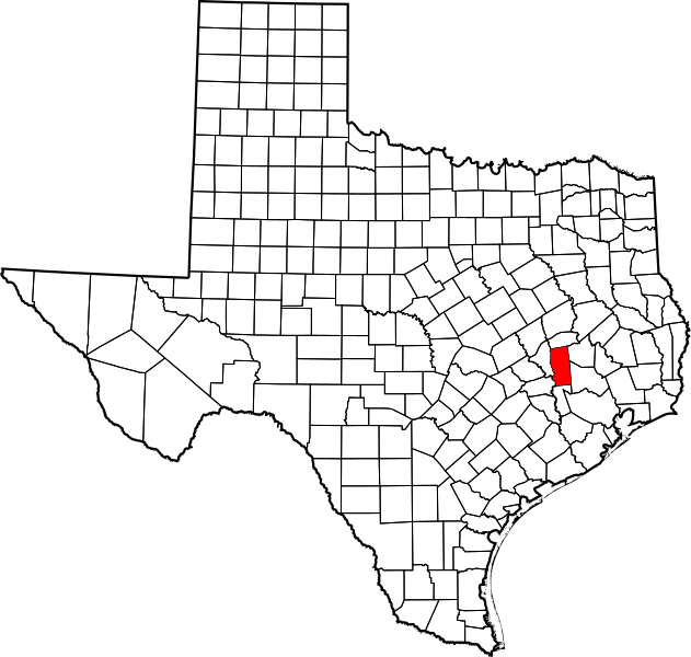 Image Map Of Texas Highlighting Grimes County