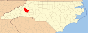 North Carolina Map Highlighting Burke County