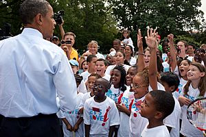 Obama with Let's Move! kids