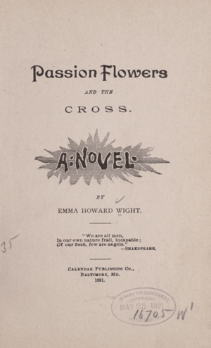 Passion flowers and the cross, 1891