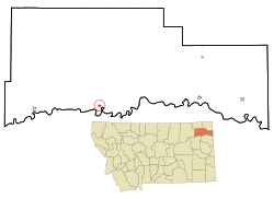Location of Poplar, Montana