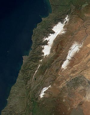 Satellite image of Lebanon in March 2002