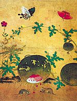 Chochungdo, a painting genre initiated by Shin Saimdang, depicting plants and insects.