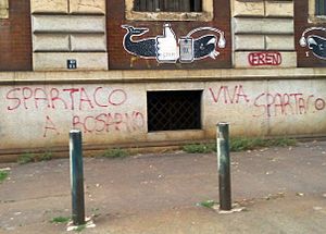 Spartaco a Rosarno graffito Torino via Valperga Caluso