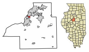 Location of Marquette Heights in Tazewell County, Illinois.