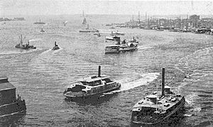 (King1893NYC) pg081 NEW YORK HARBOR, FROM EAST-RIVER BRIDGE (IN 1893)