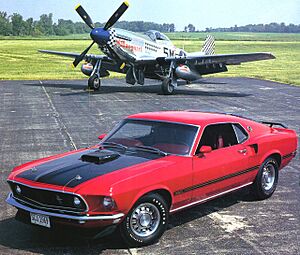 1969 Ford Mustang Mach 1 SportsRoof 428 Cobra Je t w P 51 Mustang Fighter Red Frt Qtr