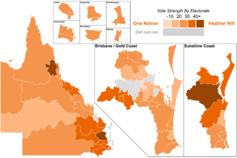 1998 Queensland election - PHON Vote Strength