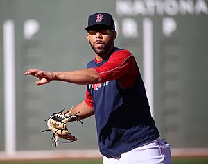 2016-10-10 Boston pitcher David Price warms up before Game 3 of ALDS 02