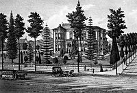 An 1887 lithograph of Isaias W. Hellman's home in Los Angeles