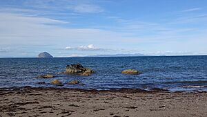 Arran and Ailsa Craig from Balcreuchan Port, Ballantrae, South Ayrshire