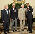 Barack Obama with Apollo 11 crew in the Oval Office 2009-07-20