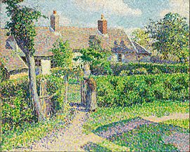 Camille Pissarro - Peasants' houses, Eragny - Google Art Project