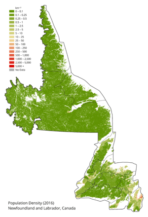 Canada Newfoundland and Labrador Density 2016