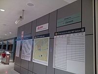 Information board outside paid area at new exit.