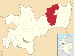 Location of the municipality and town of Samaná, Caldas in the Caldas Department of Colombia.