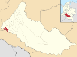 Location of the municipality and town of Curillo in the Caquetá Department of Colombia.