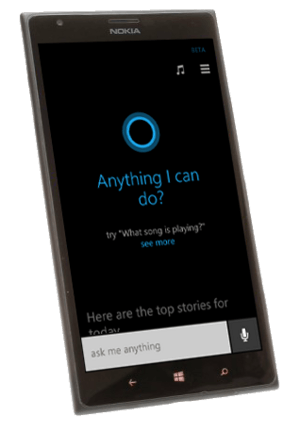 Cortana start screen (cyan-black)