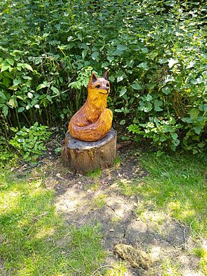 Fox sculpture at Risley Moss