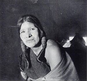 Kate T. Cory, Young married woman with corn pollen and braids, 1905-1912, Museum of Northern Arizona, Flagstaff