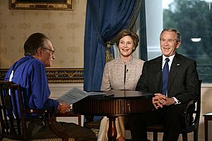 Larry King interviews George W. Bush and Laura Bush