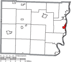 Location of Bellaire in Belmont County