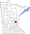 State map highlighting Isanti County