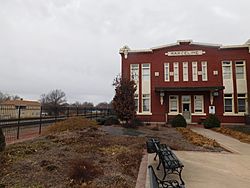The former Atchison, Topeka and Santa Fe Railway depot in Marceline in February 2017, now as the Walt Disney Hometown Museum.