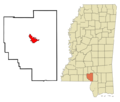Marion County Mississippi Incorporated and Unincorporated areas Columbia Highlighted