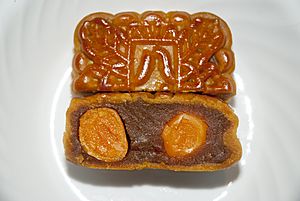 Mooncake with double yolk and lotus seed paste