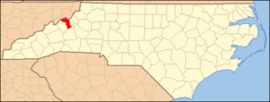 North Carolina Map Highlighting Mitchell County
