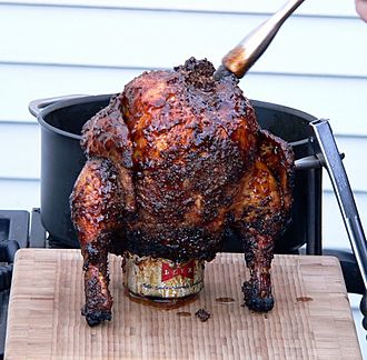 Robb's beer can chicken, Chicago (cropped)