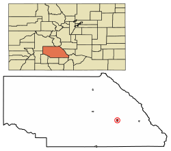 Location of Moffat in Saguache County, Colorado.