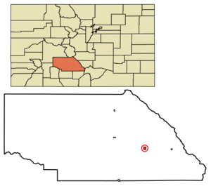 Location of Moffat in Saguache County, Colorado.