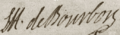 Signature of Louis Henri de Bourbon, Duke of Bourbon (Prince of Condé) at the baptism of the kings daughter (Henriette of France)