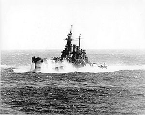 USS North Carolina (BB-55) in heavy seas, December 1944