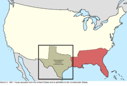 Map of the change to the international disputes involving the United States in central North America on March 2, 1861