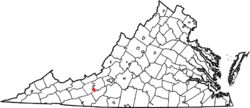Location of Snowville, Virginia