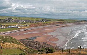View of beach tide out from tomlin