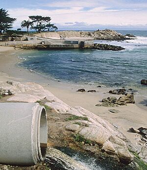 View of urban runoff discharging to coastal waters