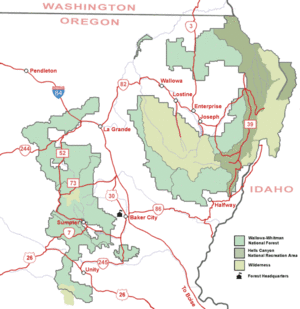 Wallowa-Whitman National Forest map