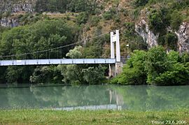 Suspension bridge over the Rhone