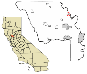 Location of Knights Landing in Yolo County, California.