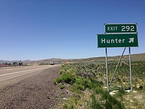 2014-05-31 11 03 19 Sign for Exit 292 along westbound Interstate 80 in Hunter, Nevada