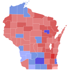 2016 United States Senate election in Wisconsin results map by county
