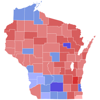 2016 United States Senate election in Wisconsin results map by county